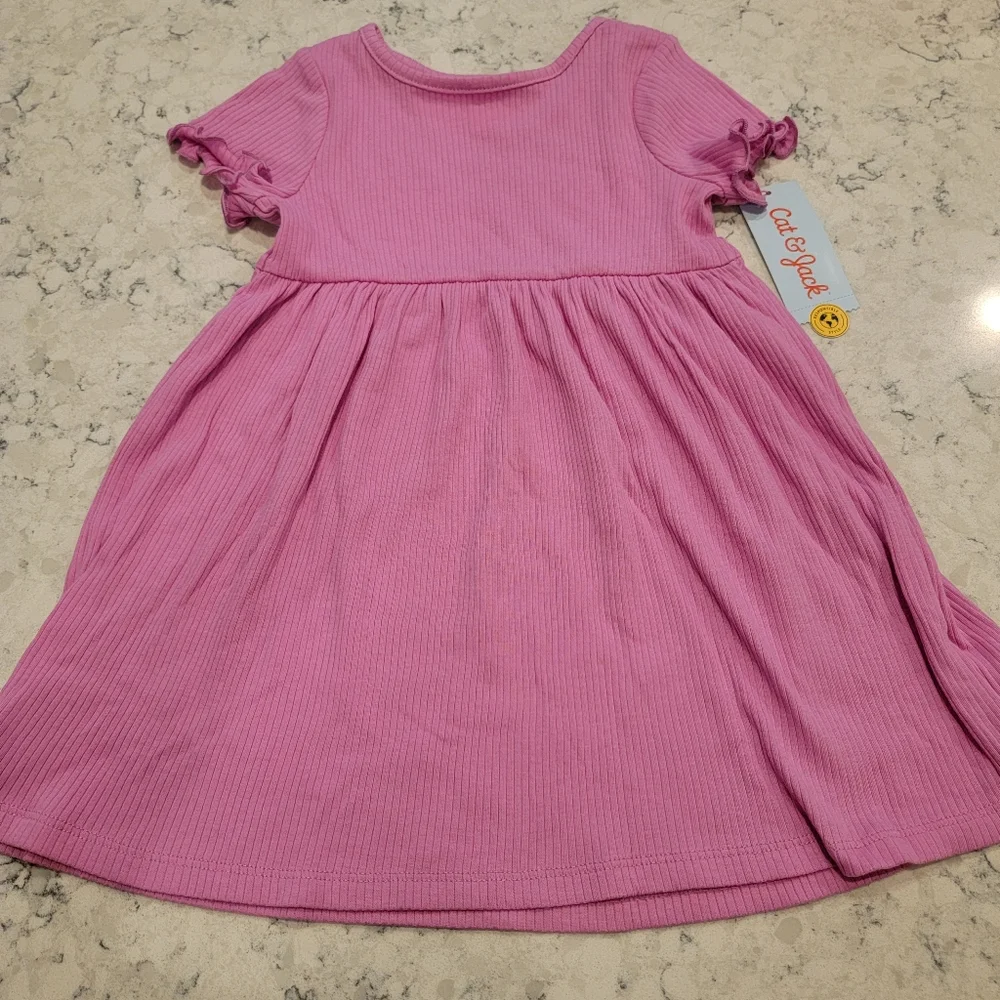 Cat & Jack Toddler Girls Pink Short-Sleeve Dress Size 4T NWT!